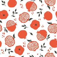 Seamless pattern with pomegranates on a white background. Vector graphics.