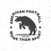 American football or rugby club badge. Vector. Concept for shirt, logo, print, stamp, patch. Vintage typography design with bull sportsman player with american football ball silhouette vector