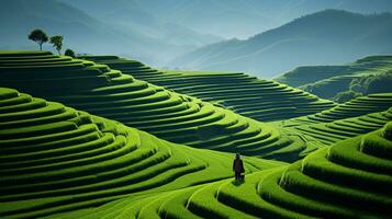 ai generado arroz campo antecedentes foto