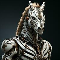 AI generated 3d cartoon robot zebra photo