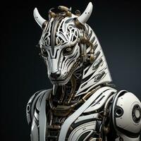 AI generated 3d cartoon robot zebra photo