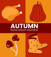 Autumn hand drawn element vector