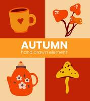 Autumn hand drawn element vector