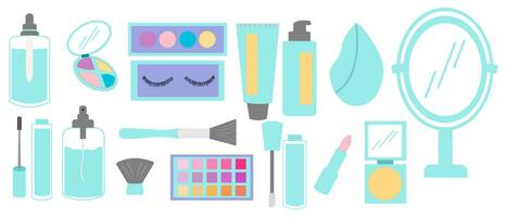 conjunto de maquillaje herramientas vector ilustración