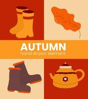 Autumn hand drawn element vector