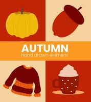 Autumn hand drawn element vector