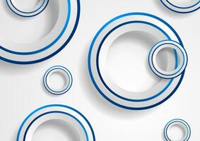 Abstract blue white geometric background with minimal circles vector