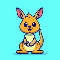 Cute Kangaroo Wearing Watch Cartoon Vector Icon  Illustration. Animal Technology con Concept Isolated  Premium Vector. Flat Cartoon Style