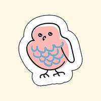 Sticker Pink Bird On A Beige Background. Groove Style. Sketch for printing on childrens products vector