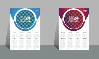 one page 2024 calendar design vector