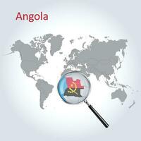 Magnified map Angola with the flag of Angola enlargement of maps, Vector Art