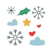 Set of Christmas snowflake. Winter holiday elements. vector