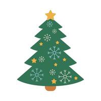 Christmas tree with decorations. Winter holiday elements. vector