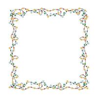 Christmas frame, garland with light bulbs. vector