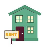 Home for rent 2D illustration concept. Property to let. Rental house isolated cartoon object, white background. Renting apartment. New residential. Real estate metaphor abstract flat vector graphic