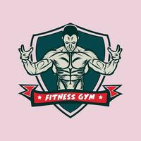 Fitness GYM silhouette of a person Vintage vector logo design