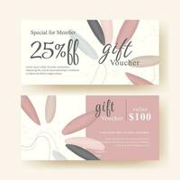 set of gift voucher coupon template with elegant abstract design vector