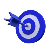unique 3d render success blue arrow bow target icon illustration.Realistic vector illustration. png