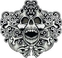 Signo gótico con calavera, camisetas de diseño vintage grunge vector