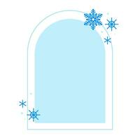 Navidad invierno lineal azul marco con copo de nieve, moderno minimalista estético línea elementos, geométrico formularios vector brillar para social medios de comunicación o póster diseño, sencillo decorativo boho estilo frontera