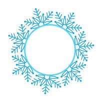 Round Vector blue Christmas winter frame made of snowflakes with place for text. Perfect copyspace for decorating social networks, photos and greeting card