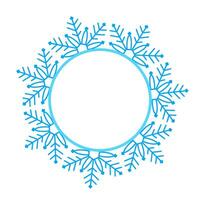 Round Vector blue Christmas winter frame made of snowflakes with place for text. Perfect copyspace for decorating social networks, photos and greeting card