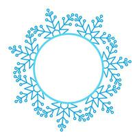 Round Vector blue Christmas winter frame made of snowflakes with place for text. Perfect copyspace for decorating social networks, photos and greeting card