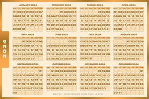 2024 calendar template editable vector