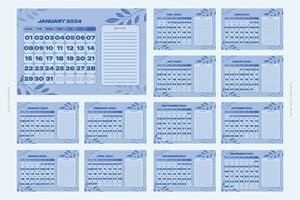 2024 calendar template editable vector