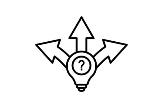 uncertainty icon. light bulb with question mark and arrow. icon related to confusion. line icon style. simple vector design editable