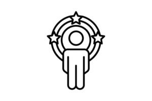 influencer icon. human in circle and star. line icon style. simple vector design editable