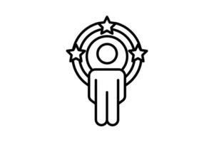 influencer icon. human in circle and star. line icon style. simple vector design editable