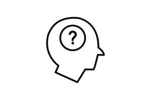 confused icon. head with question mark. icon related to confusion. line icon style. simple vector design editable