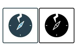 broken compass icon.  confusion in navigation or decision-making. solid icon style. simple vector design editable