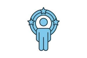 influencer icon. human in circle and star. flat line icon style. simple vector design editable