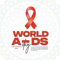 World AIDS Day 1st December social media post banner with red ribbon social media post vector