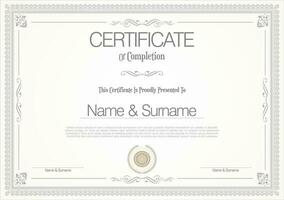 Certificate or diploma retro vintage template vector