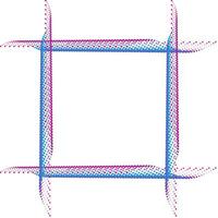 resumen geométrico marco con trama de semitonos puntos en un blanco fondo, azul rojo trama de semitonos puntos foto marco modelo. trama de semitonos efecto vector modelo. circulo puntos aislado en el blanco antecedentes