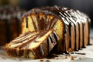 Zebra marble cake dessert. Generate AI photo