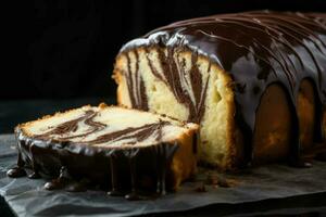 Zebra marble cake food. Generate AI photo