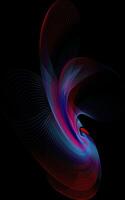 a red bird with long wavy lines, Abstract red blue wave on black fractal. Fractal art background for creative design. Decoration for wallpaper, cover  Abstract background with dynamic waves. photo