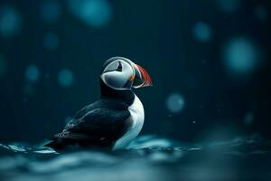 Atlantic wildlife puffins bird. Generate ai photo