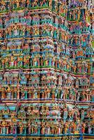 Hindu temple gopura tower with statues photo