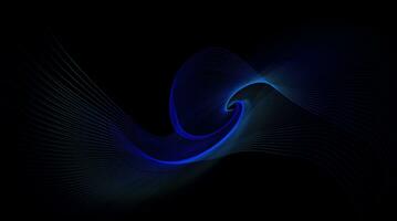 abstract blue swirl on black background, Abstract blue background with a dynamic wave of particles neon light effect, Abstract blue wave on a black background. Vector illustration for your design, photo