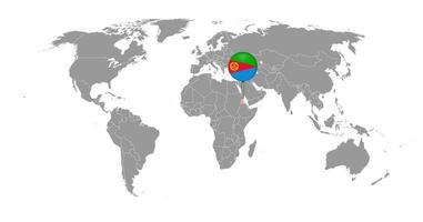 pin mapa con bandera de eritrea en el mapa mundial. ilustración vectorial vector