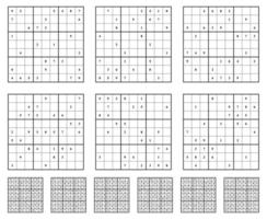 sudoku juego conjunto con respuestas sencillo vector diseño