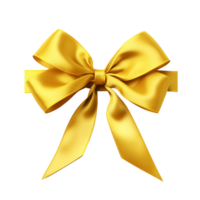 AI generated Yellow ribbon and bow with gold clip art png