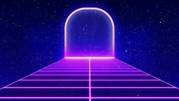 Retro style 80s Sci-Fi Background Futuristic with laser grid landscape. Digital cyber surface style of the 1980s. video