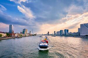 Rotterdam cityscape view over Nieuwe Maas river, Netherlands photo