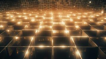 AI generated 3d square texture shiny LED block perspective concept. Abstract design background. photo